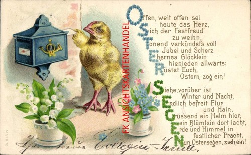 AK Glückwunsch Ostern Küken am Briefkasten 1903.jpg