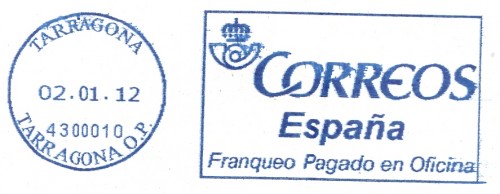 FPO. AF-107. Tarragona. Tarragona O.P. 4300010. Azul. 2012-01-02.jpg
