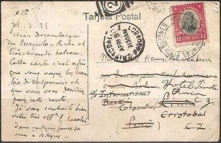 1925 RPPC of Paseo-Playa Ancha, Chile sent to Buzones, Peru Ok.jpg