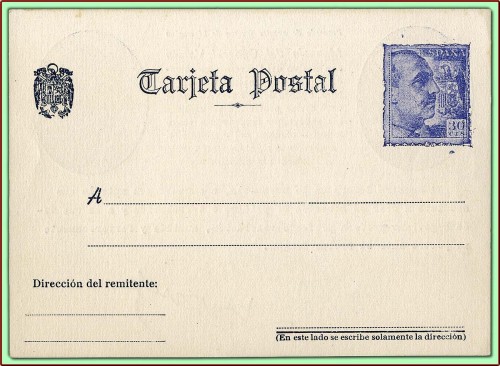 Tarjeta Postal privada, anverso