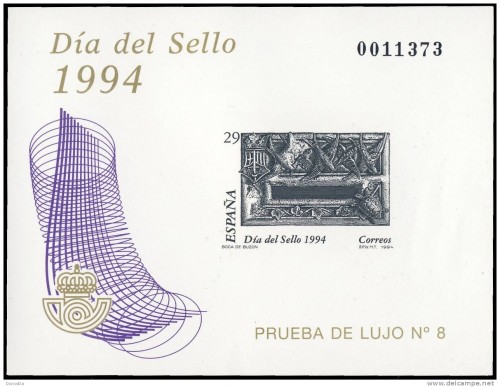 1994 España Hoja Prueba de Lujo nº 8 Día del Sello - Day Stamp (Boca de Buzón).jpg