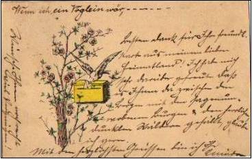 240618 Voegel, Taube wirft Brief in Briefkasten, Prägekarte, o 12.10.1899 Erh. I-II Ok.jpg