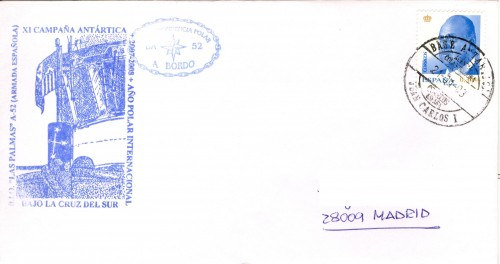 Correo Polar. 2008-01-21. XI Campaña Antártica. Sobre. Anverso. Baja.JPG