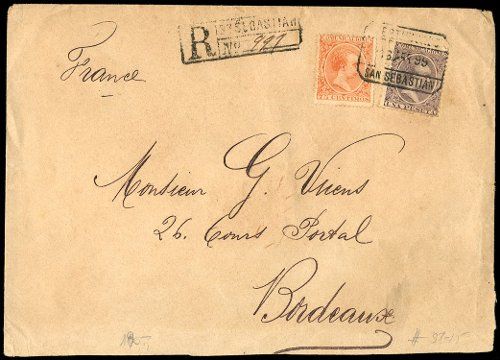Certificado San Sebastián a Burdeos abril 1899
