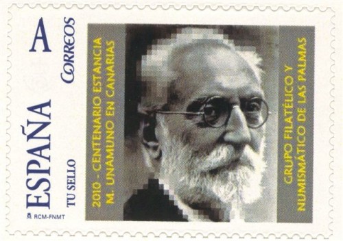 Sello personalizado. Las Palmas de Gran Canaria. 2010. Centenario estancia de Unamuno. Baja.jpg