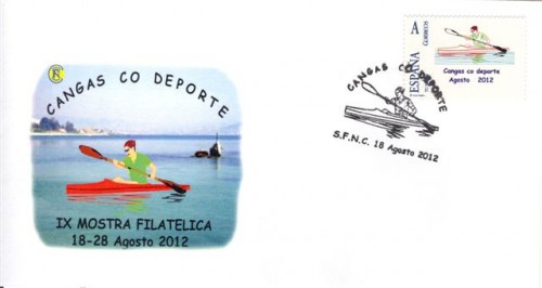 Sello personalizado. Cangas. 2012. Cangas co deporte. Sobre. Anverso. Baja.jpg