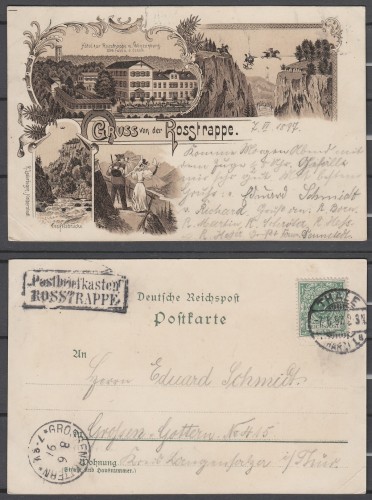 AK 1897 , Gruss v.d. Rosstrappe , Briefkasten Stempel !! , EF Thale !! #1321.jpg