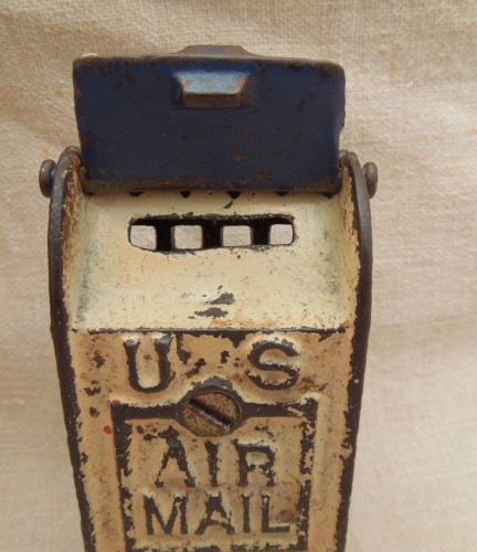 Antique Painted Cast Iron Letter Box Still Bank U.S. Air Mail Letter my12-296 3.jpg