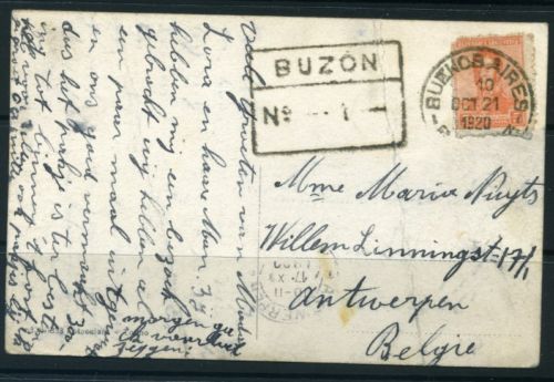 ARGENTINA; 1920 Early Buenos Aires BUZON POSTMARK POSTCARD to BELGIUM.jpg