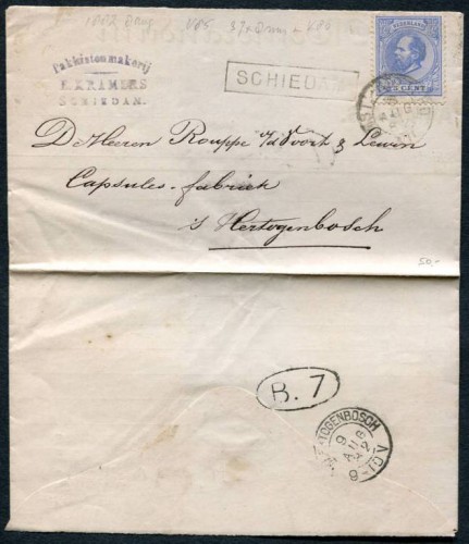 brief 1882,treinstempel SCHIEDAM, traject AMST-ROTTERD Ok.jpg