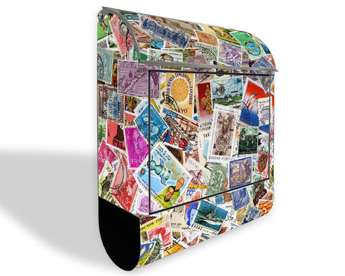 NEU Besondere Briefmarken Briefkasten aus Edelstahl bunt Post Motiv Zeitungsfach.jpg