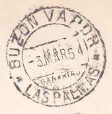 Buzon Vapor Las Palmas Transatlantic Paquebot Flandre 1954 Cover det Ok.jpg