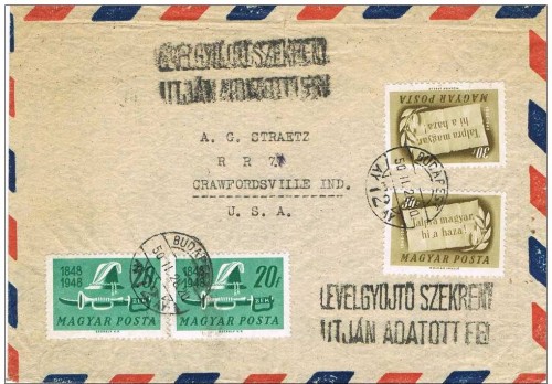 Carta aerea BUDAPEST (Hungria) 1950. Lineal Apartado correos buzones.jpg