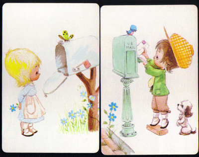 Children BOY GIRL PUPPY LOVE. Letter Letterbox SINGLE Swap Playing Cards NO DECK.jpg