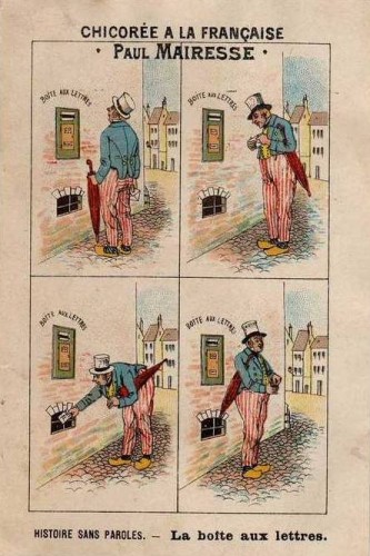 Chromo Courbe Rouzet Chicorée Recto Verso A La Française Histoire sans paroles La boîte aux lettres fenêtre erreur clown.jpg