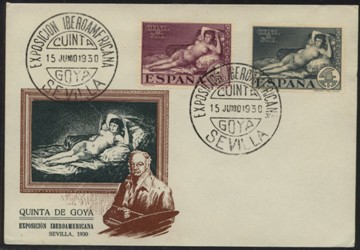 Spain Goya Nudes stamps on cachet cover 1930 KEL0920 Ok.jpg