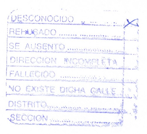Marca de devolución. Avilés. Causas de devolución. 2012-10-10. Azul. Reverso.jpg