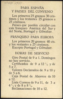Felicitación del Cartero - 1931 -Vigo - dors