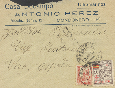 Matasellos y censura de Mondoñedo (Lugo)