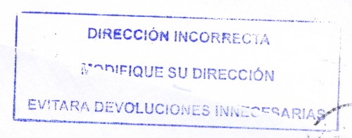 Marca de devolución. La Barca de la Florida. Dirección incorrecta. Identifique... 2012-11-13.jpg