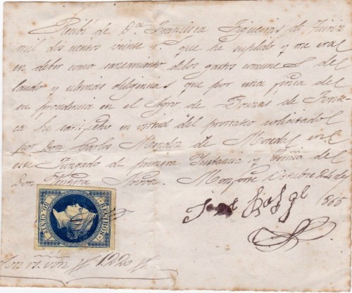 Recibo de 1220 reales, fechado en Monforte el 25 de octubre de 1865