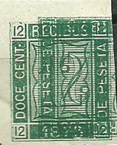 Sello Fiscal para RECIBOS 12c. verde Maculatura. Doble impresión, una invertida. 500.jpg