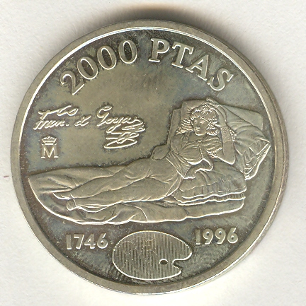 Moneda. 2000 ptas. 1996. La Maja de Goya. Reverso.jpg