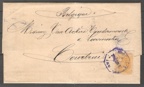 Bélgica--Edifil 206 - 50 cts. en carta a Bélgica - mat ambulante--DOBLE PORTE.jpg