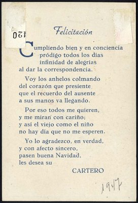Felicitación Navidad - 1947 - dors