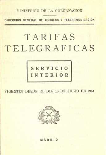 Tarifas Telegráficas. Servicio interior. Correos. 10 julio 1954. Baja.jpg