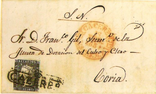 6 Cuartos negro (1850). Cáceres.- Cazeres coronado (2).jpeg
