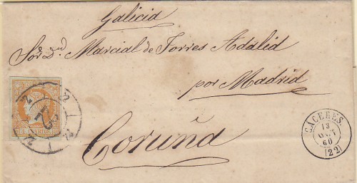 1860-10-13 CACERES A LA CORUÑA