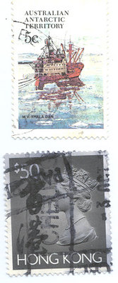 El 50 pavos de Hong Kong, y 5 centavos del territorio antártico.
