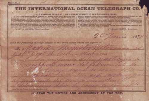 BX4 SPAIN TELEGRAM TO CUBA 1878. DEAD QUEEN CRISTINA.jpg