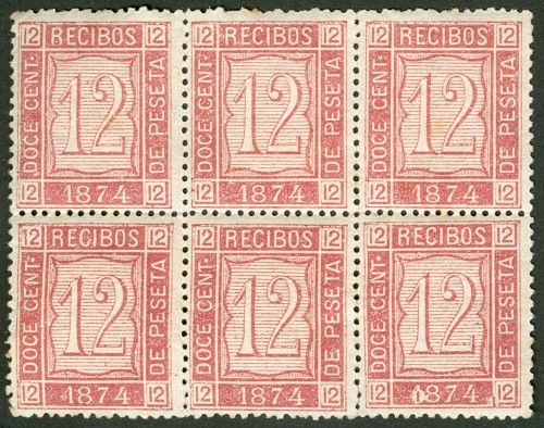 El sello inferior izquierda está deformado. Borrón sobre el &quot;1&quot; de 1874 en el sello inferior derecho