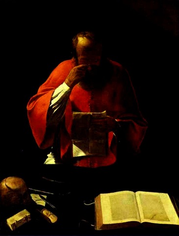 “San Jerónimo leyendo”. Georges de La Tour. 1635-38. Óleo sobre lienzo. Louvre, París, Francia..jpg