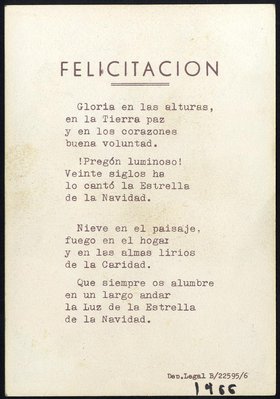 Felicitación Navidad - 1966 - dors