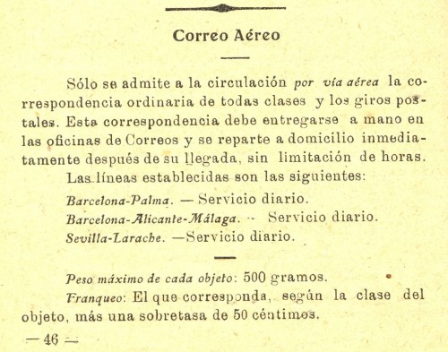 Novísima Guía Postal. 1922-23. Página 46. Correo aéreo. Baja.jpg