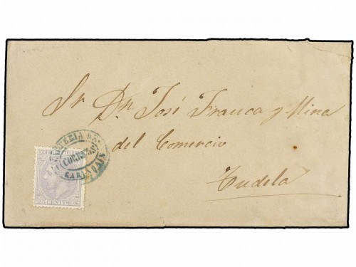 Ed.204. 1879. GARINOAIN a TUDELA. 25 cts. gris, mat. ovalado CARTERIA DE CORREOS GARINOAIN en azul..jpg