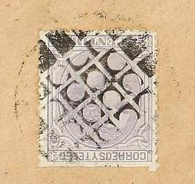 Ed.204. 1881. PUENTE LA REINA a TUDELA. 25 cts. gris, mat. CÍRCULO DE PUNTOS ESPECIAL de PUENTE LA REINA Det.jpg