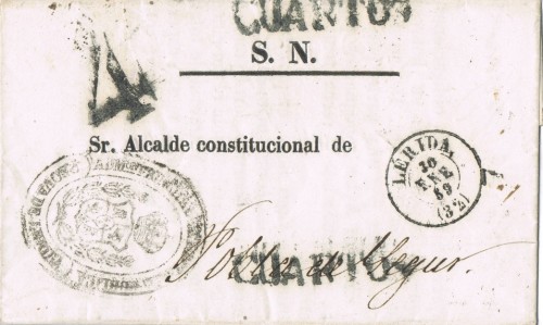 Carta S.N. LERIDA 1859