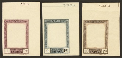 1930. Juego completo de los catorce ENSAYOS DE PLANCHA DE LOS MARCOS, en los colores adoptados.jpg