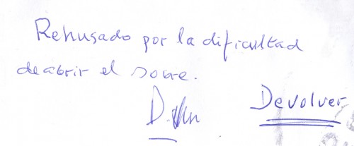 Rehusado por dificultad de abrir el sobre. 2013-04-01. Detalle.jpg