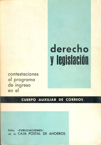 Derecho y Legislación. Contestaciones. Cuerpo Auxiliar de Correos. Cuarta edición. Baja.jpg
