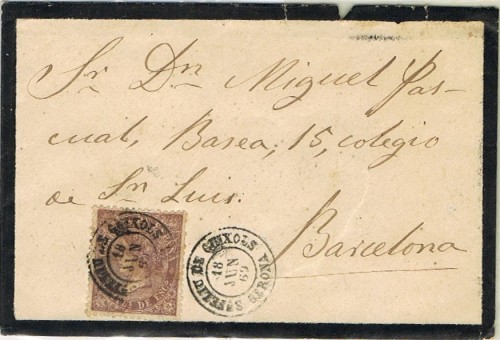 Carta de luto SANT FELIU de GUIXOLS, con num 98