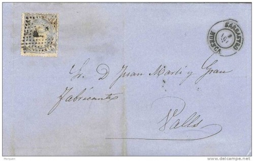 Carta BARBASTRO con num 107