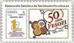 Fesofi. 50.º Aniversario. Exclefil 2013. Pegatina.jpg