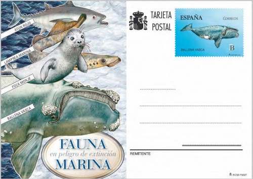 2013-06-11. Fauna marina en peligro de extinción. Ballena Vasca. Tarjeta Entero Postal. Imagen.jpg