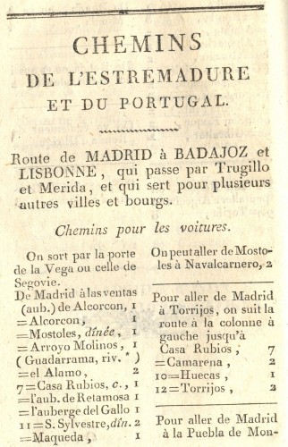 Casatejada. Itineraire des Routes. 1805. Caminos de Extremadura 1. Baja.jpg