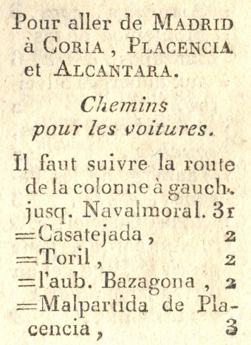 Casatejada. Itineraire des Routes. 1805. Caminos de Extremadura. Detalle 2.jpg